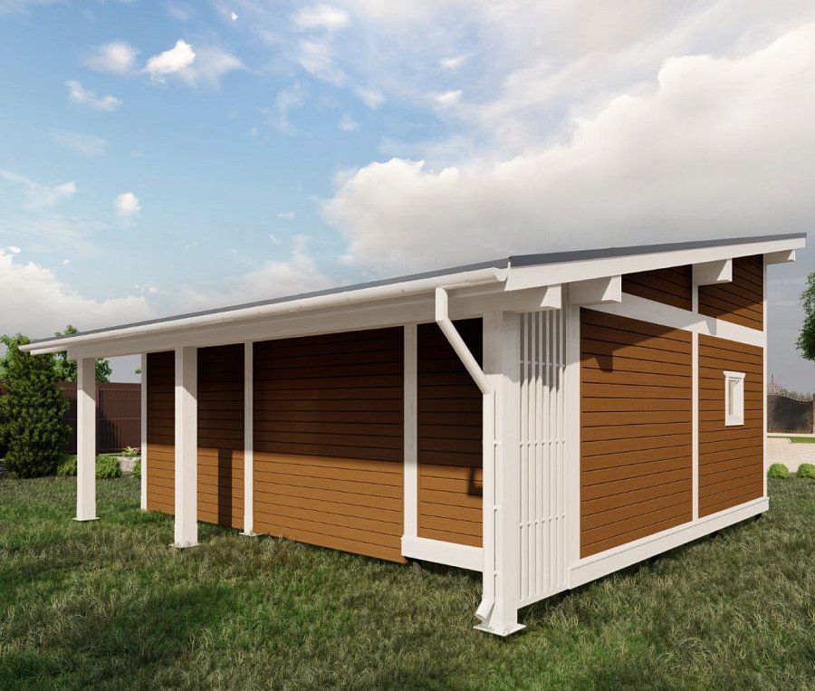 Гараж односкатный с хозблоком Вилюйск