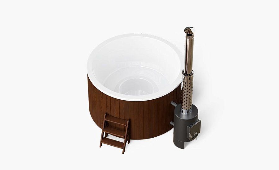 Композитная купель с отделкой из термодерева COMFORT FAMILY 220 HOT, дуб