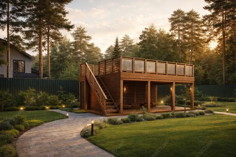 Двухэтажная беседка Клеть