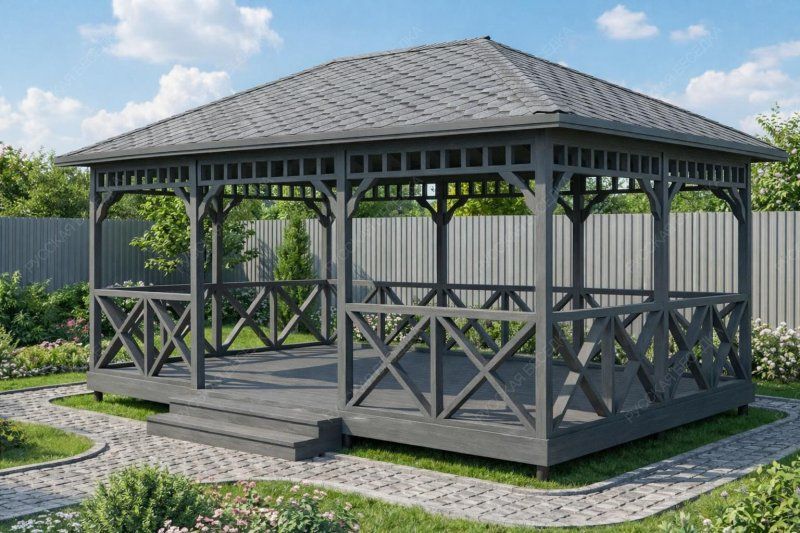 Прямоугольная беседка БОЛЬШАЯ ЕВРОПА (с маслом Оsmo)