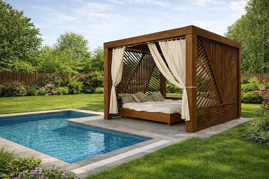 Беседка-бунгало с кроватью Полати