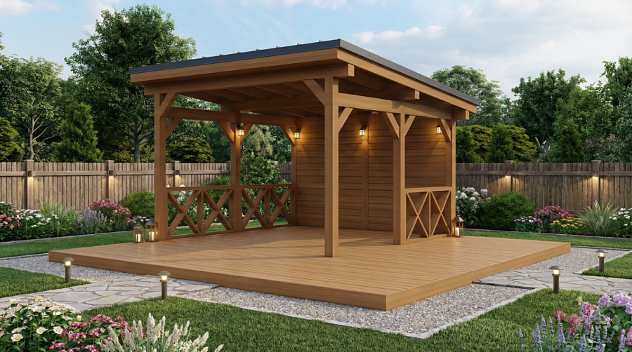 Квадратная беседка Снэйк с фальцевой кровлей